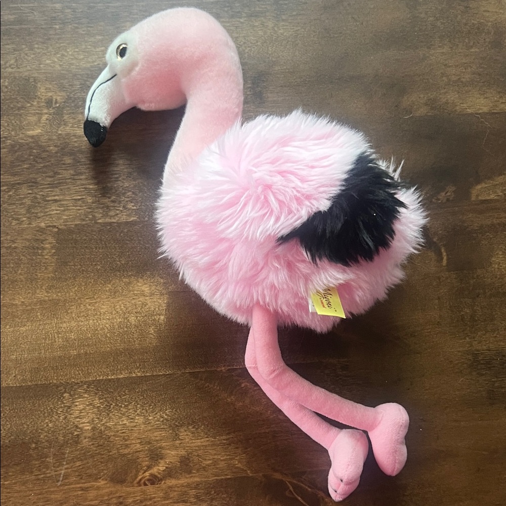 Miyoni Pink and Black Stuffed Flamingo Toy